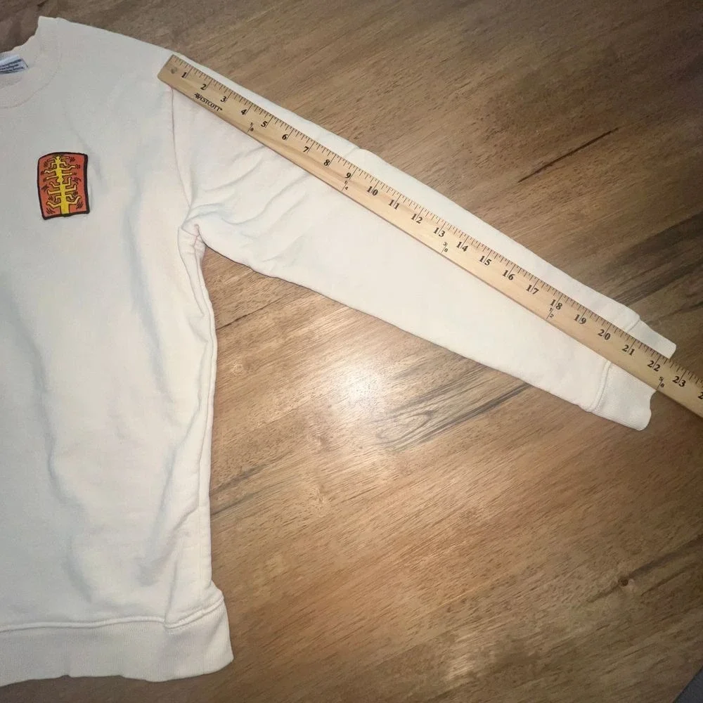 Keith Haring x Zara Mens crewneck Sweatshirt Size Medium M Beige Patch - Picture 9 of 13